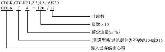 CDLK,CDLKF浸入式多級離心泵型號定義